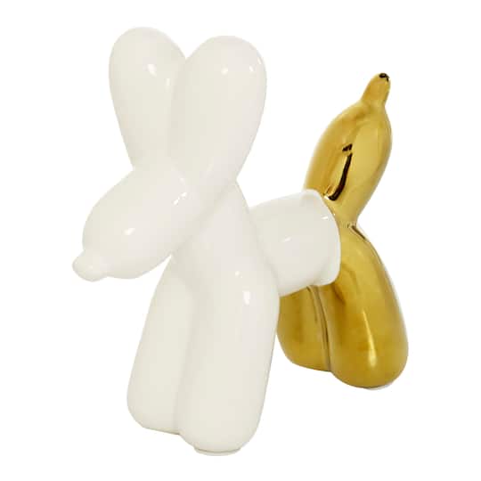 CosmoLiving by Cosmopolitan Gold Ceramic Glam Sculpture, Dog 7" x 7" x 3"